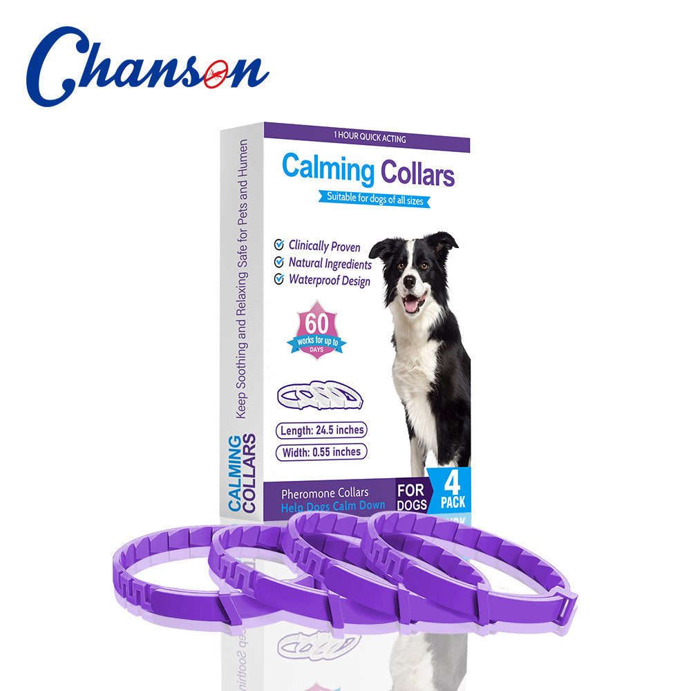 NNEDSZ Purple Calming Collars for Dogs - Natural Stress Relief, Adjustable, 4 Pack-0