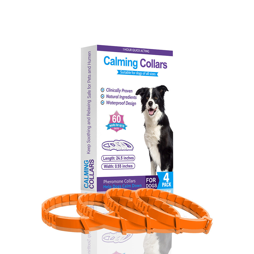 NNEDSZ Orange Calming Collars for Dogs - Natural Stress Relief, Adjustable, 4 Pack-0