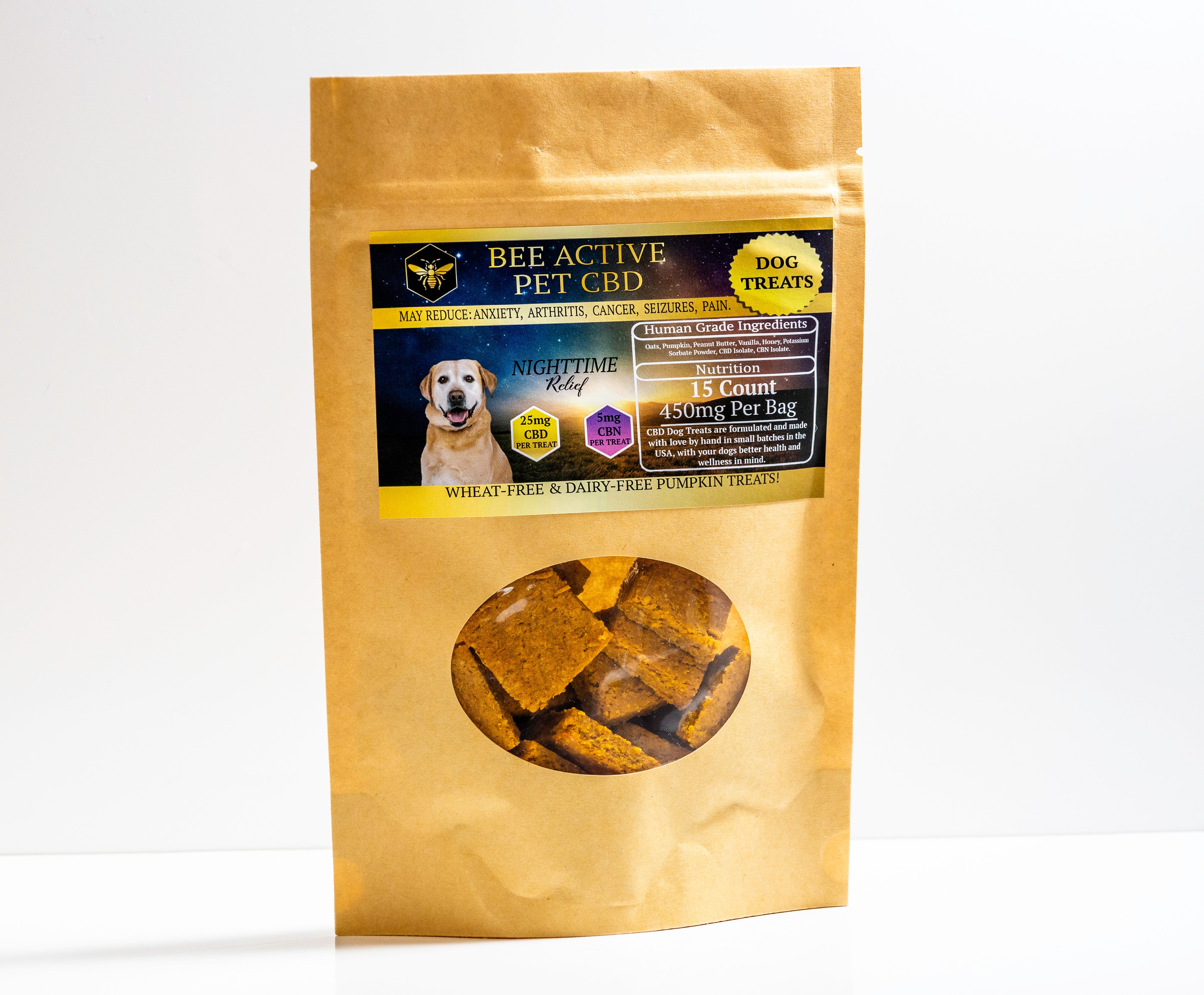Bee Active CBD + CBN Dog Treats — Nighttime Relief — Pumpkin and Peanut-0